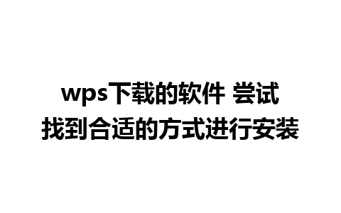 wps下载的软件 尝试找到合适的方式进行安装