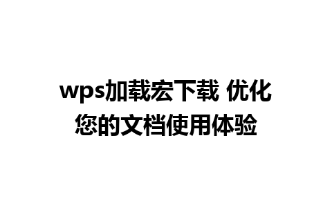 wps加载宏下载 优化您的文档使用体验