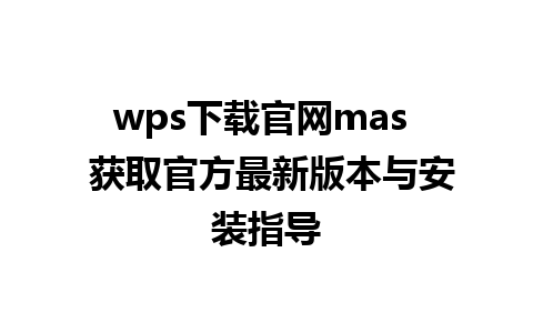 wps下载官网mas  获取官方最新版本与安装指导