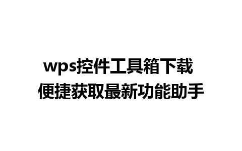 wps控件工具箱下载 便捷获取最新功能助手