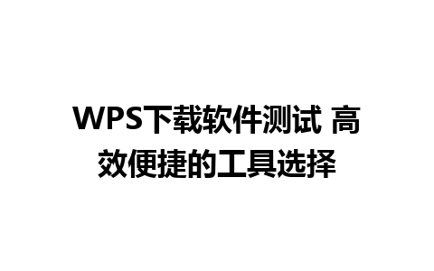 WPS下载软件测试 高效便捷的工具选择