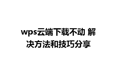 wps云端下载不动 解决方法和技巧分享