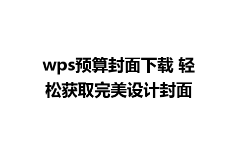 wps预算封面下载 轻松获取完美设计封面