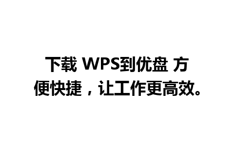 下载 WPS到优盘 方便快捷，让工作更高效。