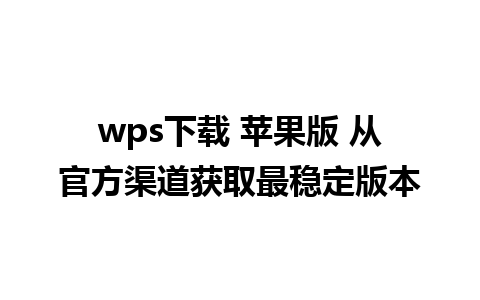 wps下载 苹果版 从官方渠道获取最稳定版本