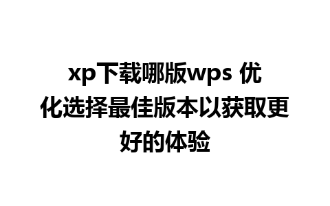 xp下载哪版wps 优化选择最佳版本以获取更好的体验