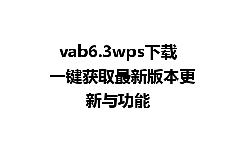 vab6.3wps下载  一键获取最新版本更新与功能