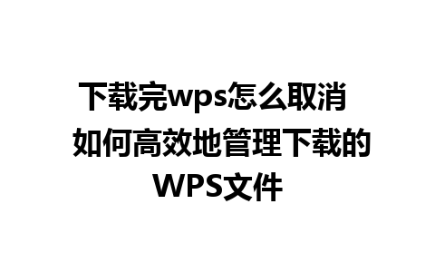 下载完wps怎么取消  如何高效地管理下载的WPS文件