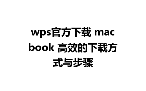 wps官方下载 macbook 高效的下载方式与步骤