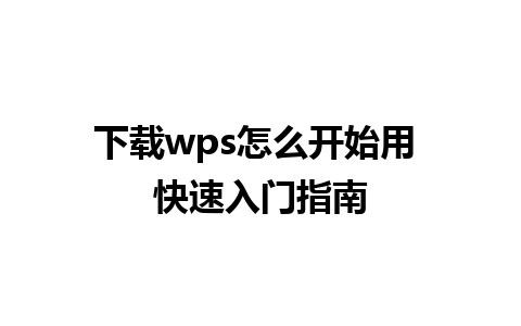 下载wps怎么开始用 快速入门指南