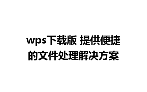 wps下载版 提供便捷的文件处理解决方案