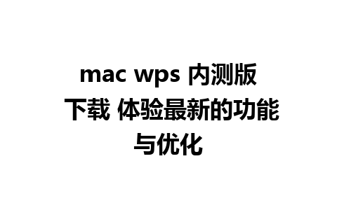 mac wps 内测版 下载 体验最新的功能与优化