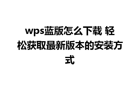 wps蓝版怎么下载 轻松获取最新版本的安装方式