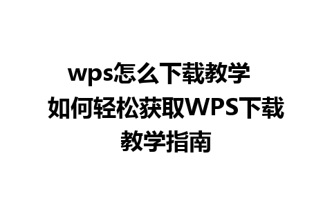 wps怎么下载教学  如何轻松获取WPS下载教学指南