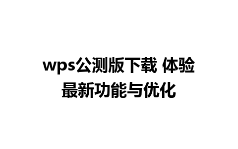 wps公测版下载 体验最新功能与优化