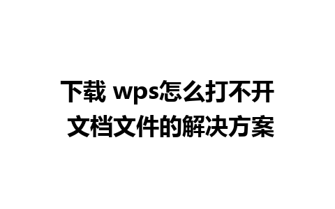 下载 wps怎么打不开 文档文件的解决方案