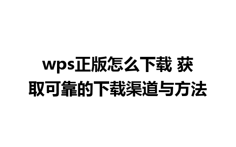 wps正版怎么下载 获取可靠的下载渠道与方法