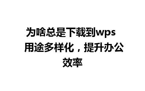 为啥总是下载到wps  用途多样化，提升办公效率