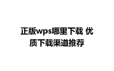 正版wps哪里下载 优质下载渠道推荐