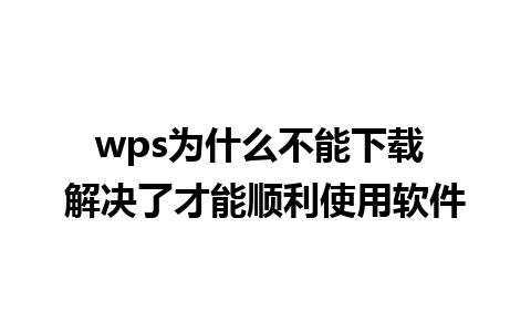 wps为什么不能下载 解决了才能顺利使用软件