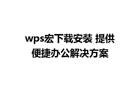 wps宏下载安装 提供便捷办公解决方案