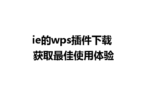 ie的wps插件下载 获取最佳使用体验 