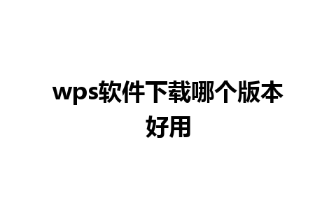 wps软件下载哪个版本好用