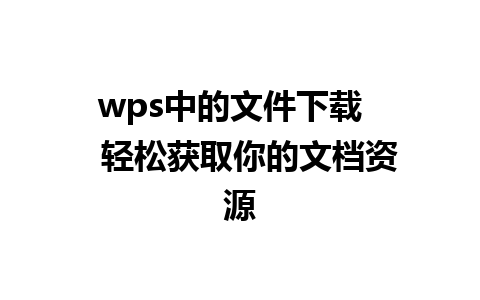 wps中的文件下载    轻松获取你的文档资源