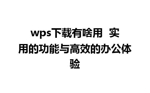 wps下载有啥用  实用的功能与高效的办公体验