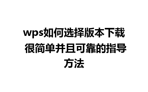 wps如何选择版本下载 很简单并且可靠的指导方法