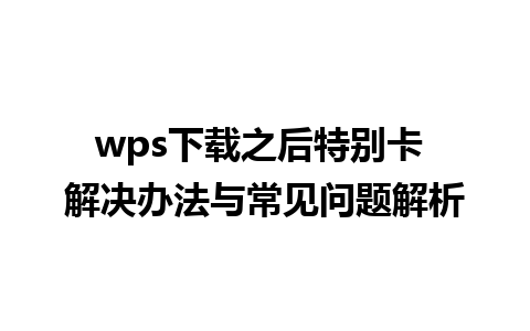 wps下载之后特别卡 解决办法与常见问题解析