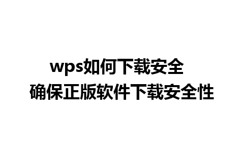 wps如何下载安全  确保正版软件下载安全性