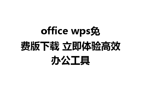 office wps免费版下载 立即体验高效办公工具