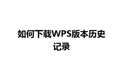 如何下载WPS版本历史记录