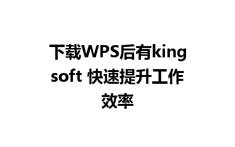 下载WPS后有kingsoft 快速提升工作效率