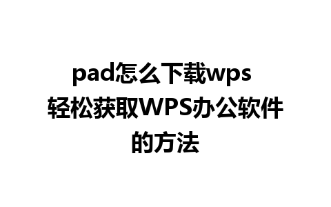 pad怎么下载wps 轻松获取WPS办公软件的方法