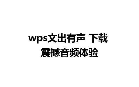 wps文出有声 下载 震撼音频体验