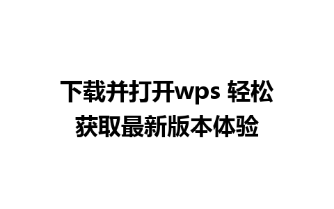 下载并打开wps 轻松获取最新版本体验