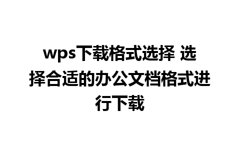 wps下载格式选择 选择合适的办公文档格式进行下载