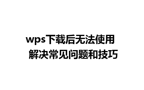 wps下载后无法使用  解决常见问题和技巧