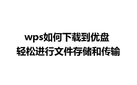 wps如何下载到优盘 轻松进行文件存储和传输