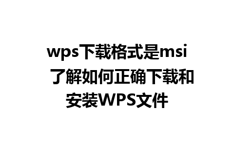 wps下载格式是msi  了解如何正确下载和安装WPS文件