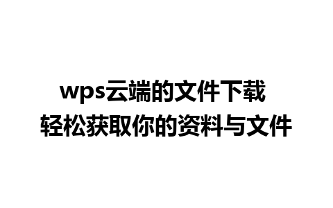 wps云端的文件下载 轻松获取你的资料与文件