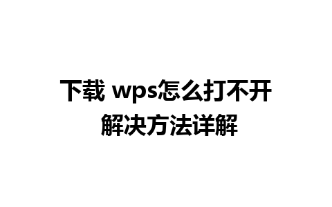 下载 wps怎么打不开 解决方法详解