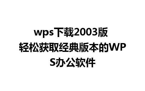 wps下载2003版 轻松获取经典版本的WPS办公软件  
