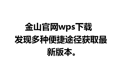 金山官网wps下载  发现多种便捷途径获取最新版本。