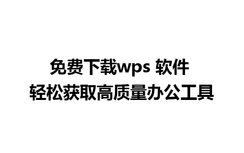 免费下载wps 软件 轻松获取高质量办公工具