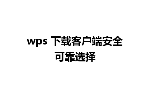 wps 下载客户端安全可靠选择