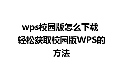 wps校园版怎么下载 轻松获取校园版WPS的方法