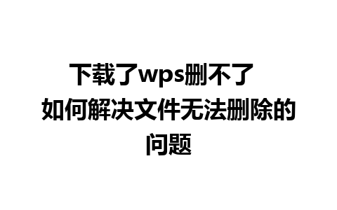 下载了wps删不了  如何解决文件无法删除的问题